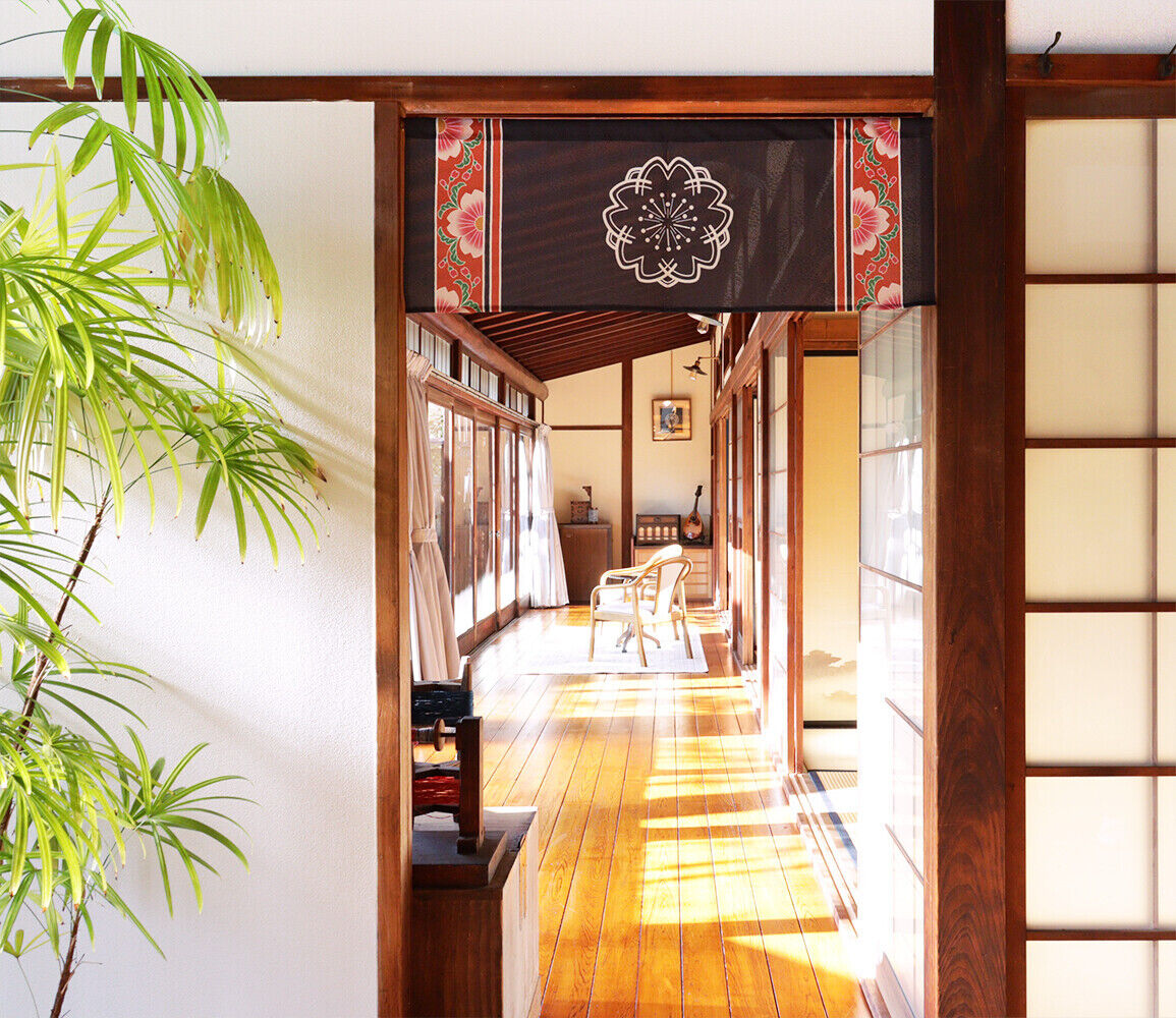 Made to Order Extra Short Size Japanese Noren Door Curtain Cherry Blossom Crest