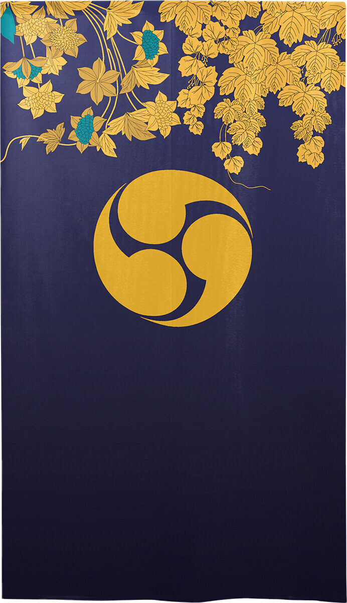 Kamon Japanese Family Crest Noren Door Curtain Room Divider - Three comma‐shaped