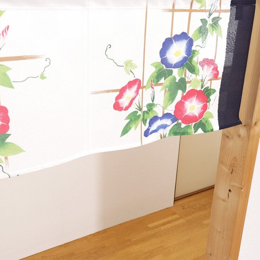 Made to Order Extra Short Size Japanese Noren Door Curtain Morning Glory