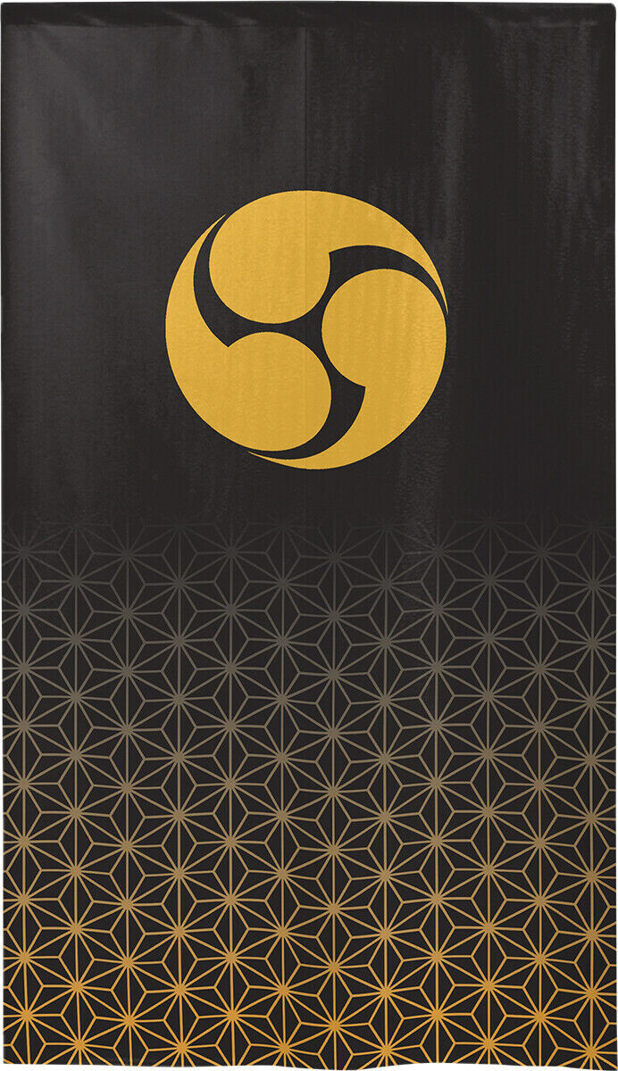 Kamon Japanese Family Crest Noren Door Curtain Room Divider - Three comma‐shaped