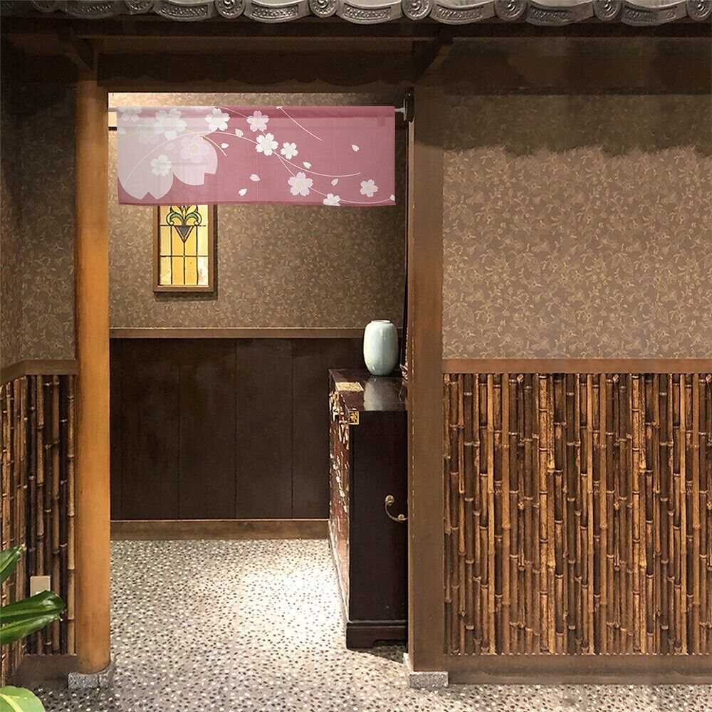 Made to Order Extra Short Japanese Noren Door Curtain Sakura, Cherry Blossoms