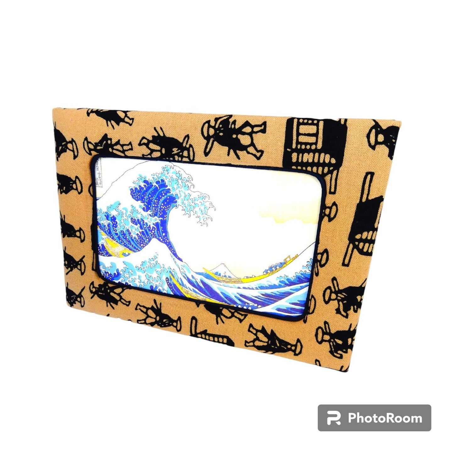 Handcrafted Japanese Kimono Photo Frame, White, Unique Oriental Decor Gift Item