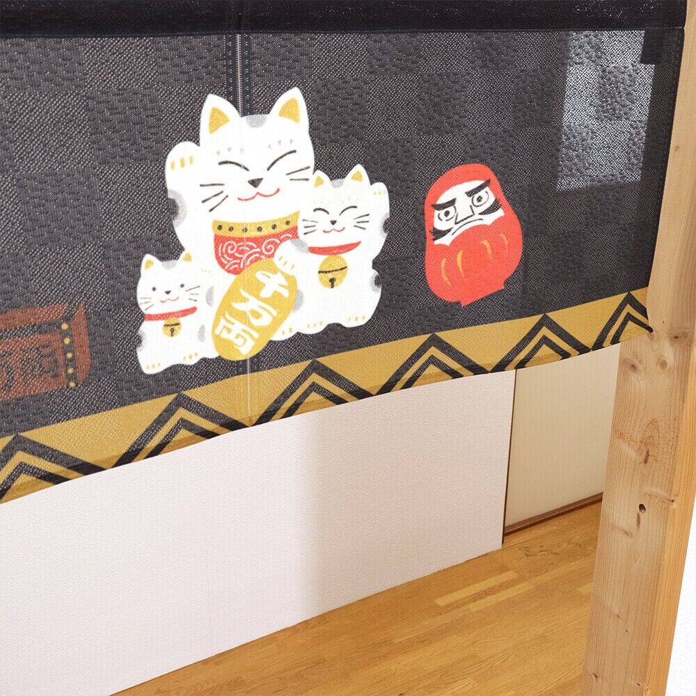 Made to Order Extra Short Japanese Noren Door Curtain Maneki Neko $ Daruma