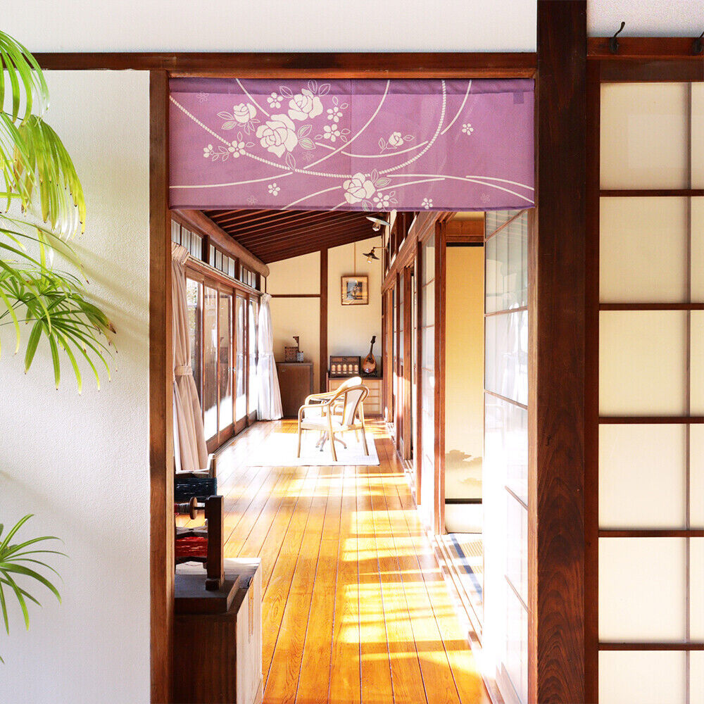 Made to Order Extra Short Size Japanese Noren Door Curtain Twisting Rose