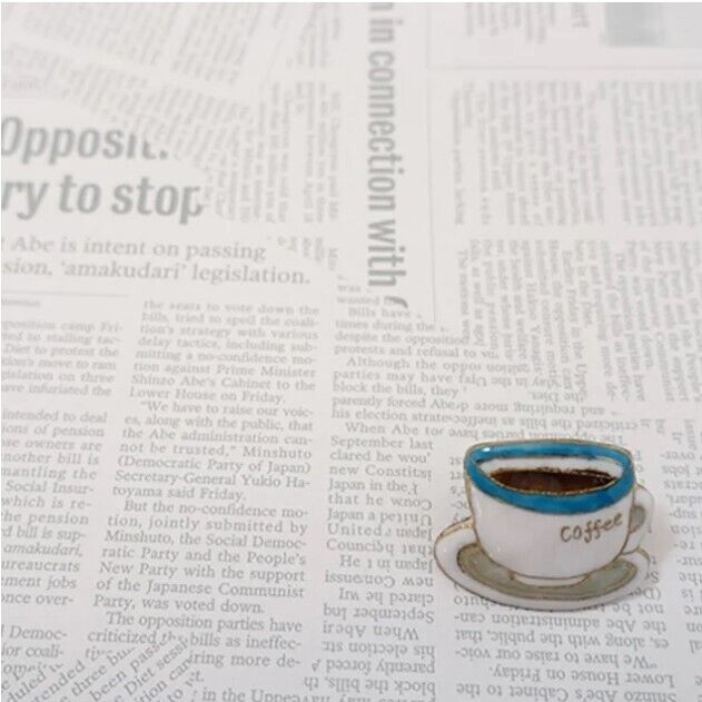 Coffee Cup - Japanese cloisonné enamel Pin Badge Brooch Made-to-order NEW