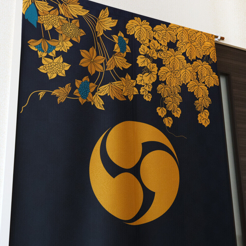Kamon Japanese Family Crest Noren Door Curtain Room Divider - Three comma‐shaped