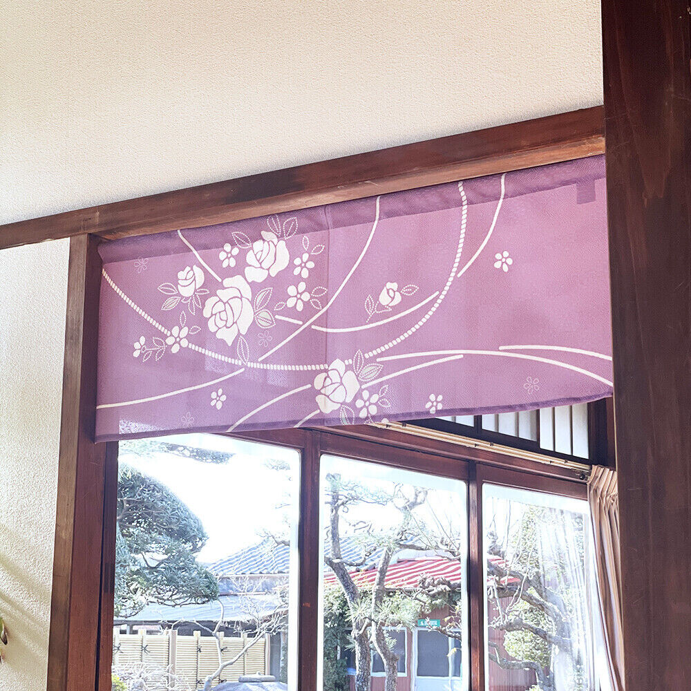 Made to Order Extra Short Size Japanese Noren Door Curtain Twisting Rose