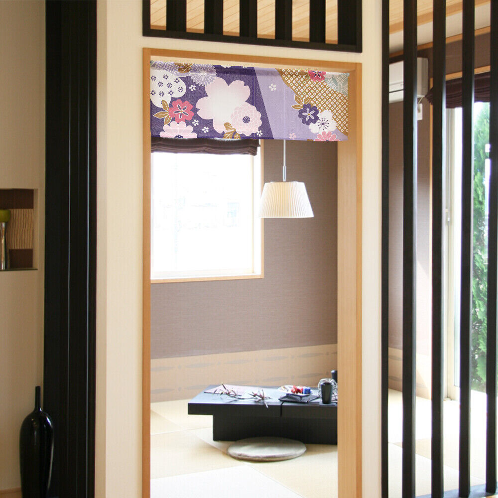 Made to Order Extra Short Size Japanese Noren Door Curtain Auspicious Flower
