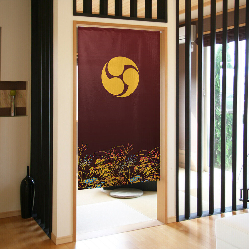 Kamon Japanese Family Crest Noren Door Curtain Room Divider - Three comma‐shaped