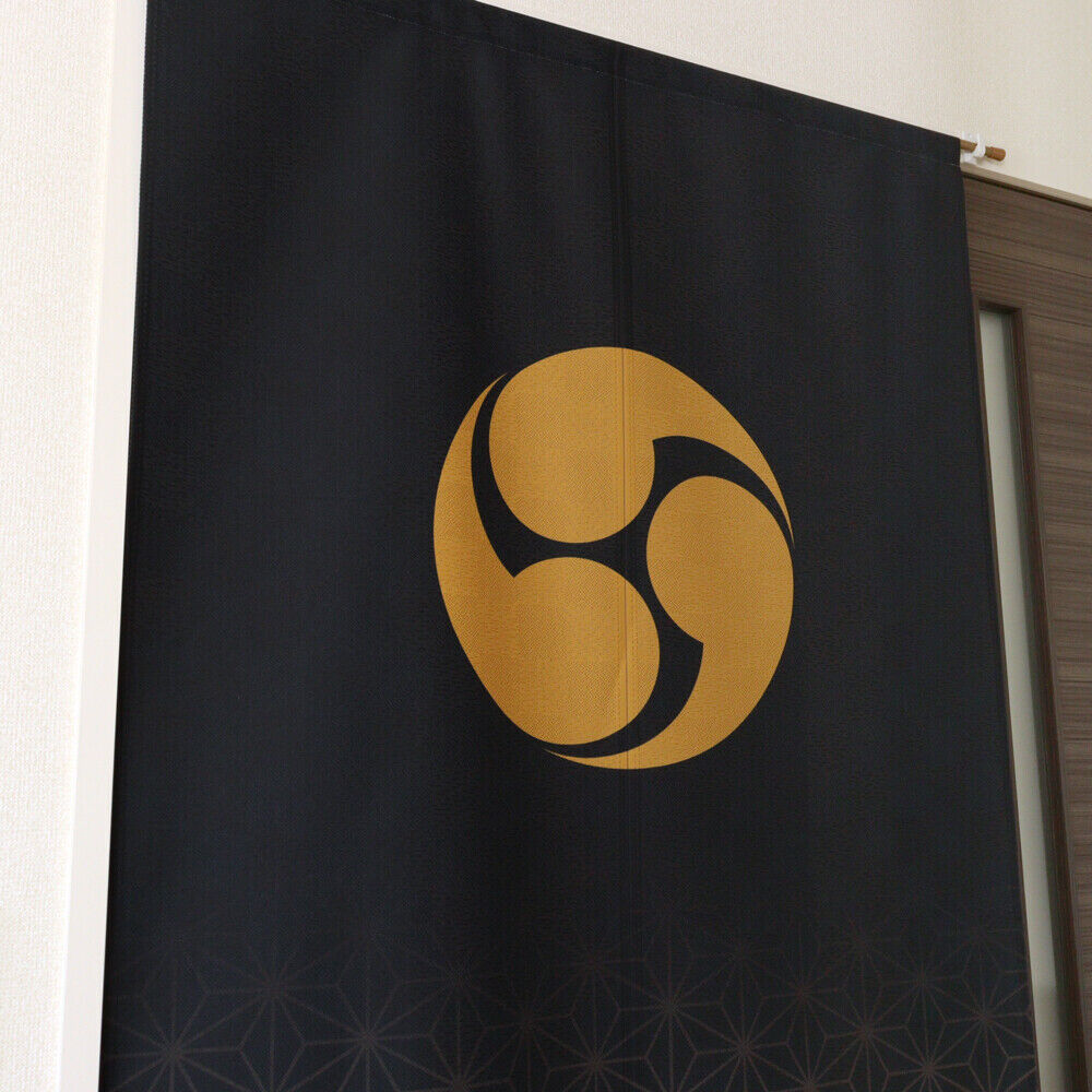 Kamon Japanese Family Crest Noren Door Curtain Room Divider - Three comma‐shaped