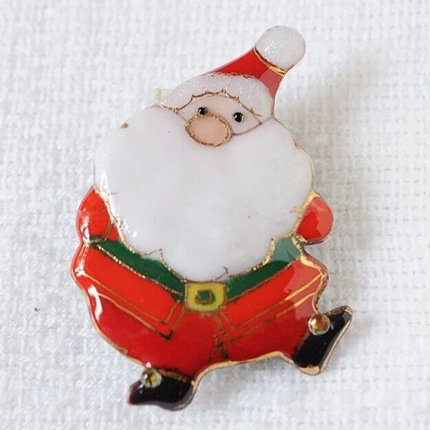 Santa Claus Christmas - Japanese cloisonné enamel Mini Brooch Made-to-order NEW