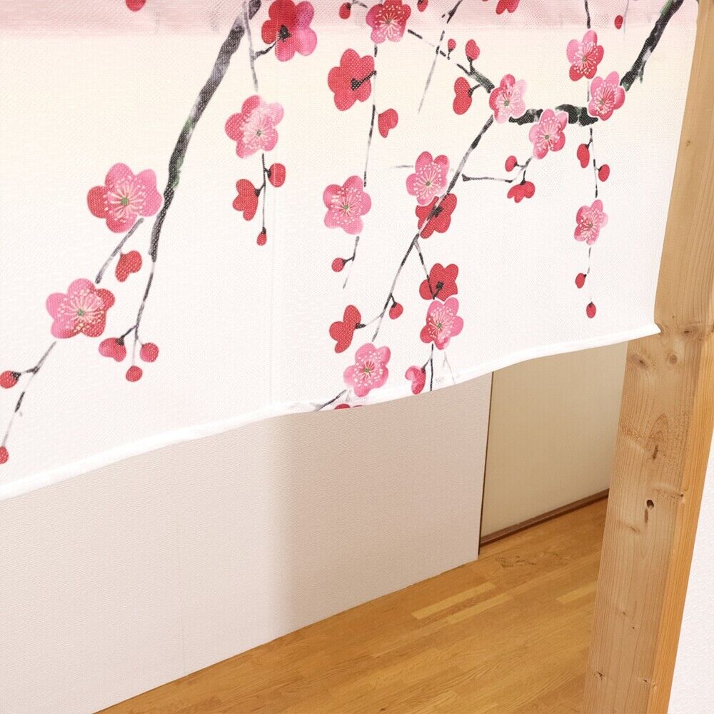 Made to Order Extra Short Japanese Noren Door Curtain Weeping Plum Blossoms
