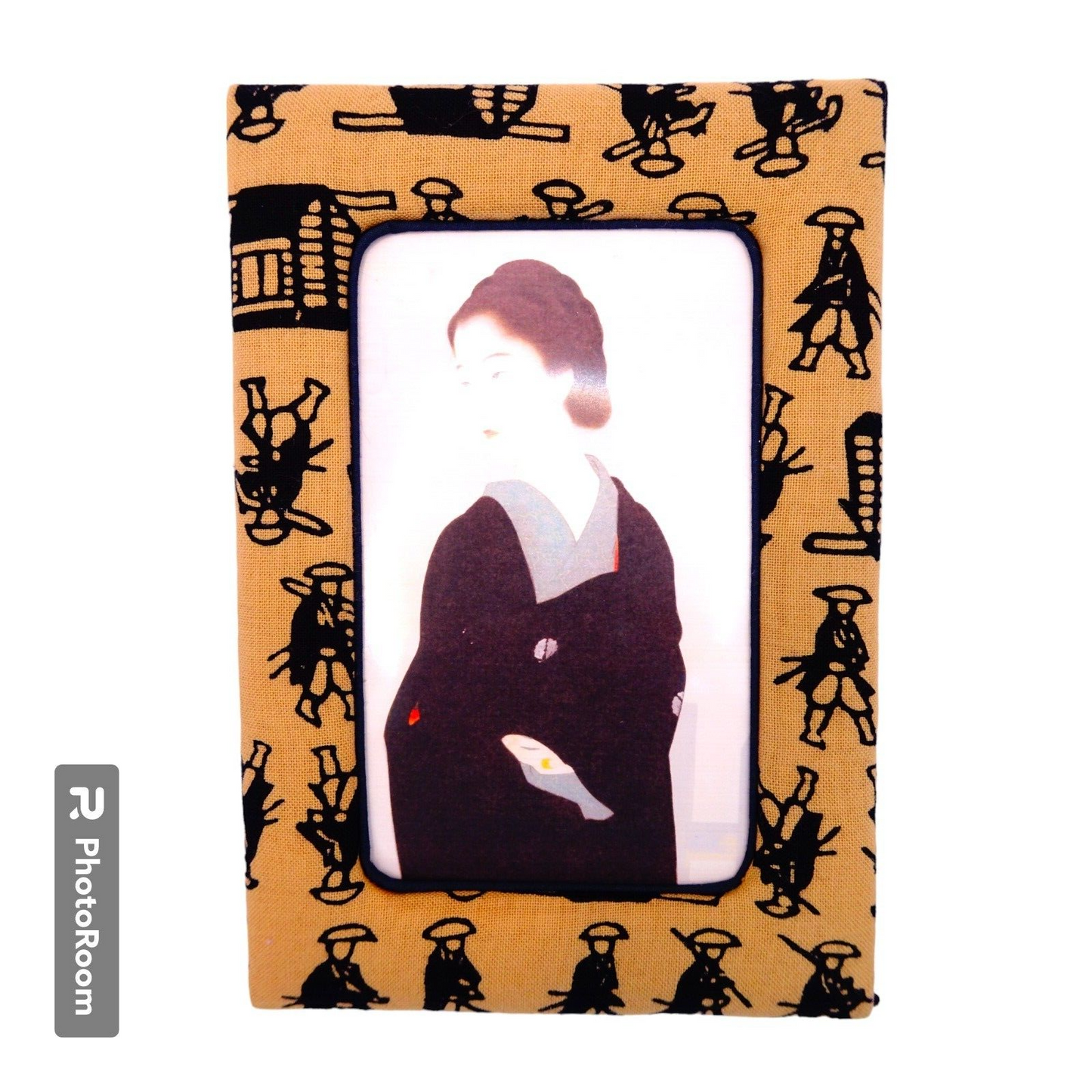 Handcrafted Japanese Kimono Photo Frame, White, Unique Oriental Decor Gift Item