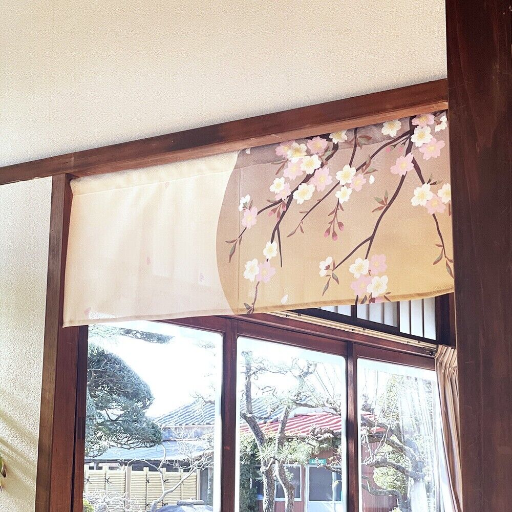 Made to Order Extra Short Japanese Noren Door Curtain Cherry blossoms Window