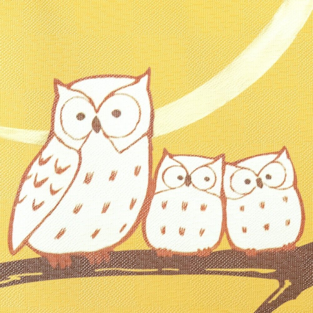 Made to Order Extra Short Japanese Noren Door Curtain Owls & The Crescent Moon