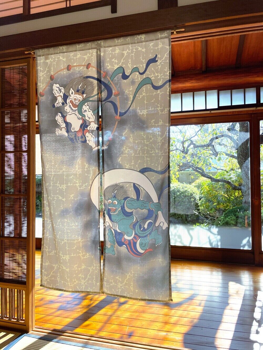 Fujin & Raijin Japanese Noren Door Decorate Curtain Room Divider Drapes