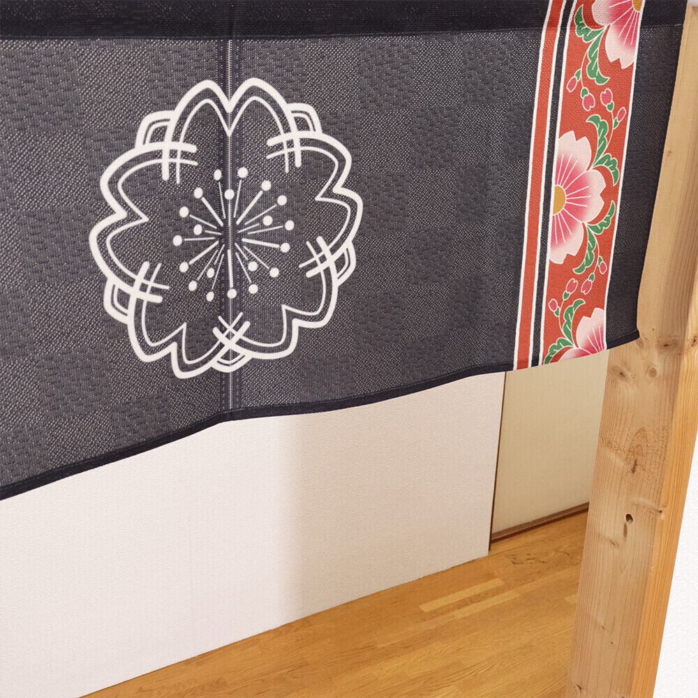 Made to Order Extra Short Size Japanese Noren Door Curtain Cherry Blossom Crest