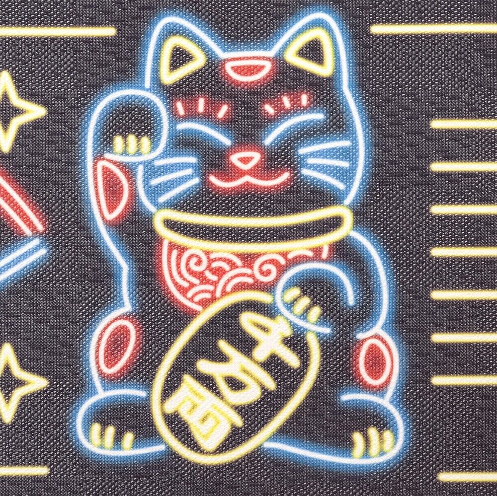 Made to Order Extra Short Japanese Noren Door Curtain Neon-style Maneki neko