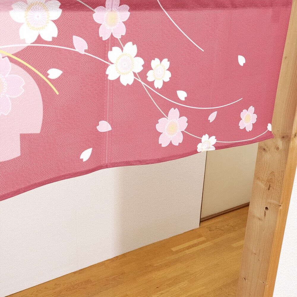 Made to Order Extra Short Japanese Noren Door Curtain Sakura, Cherry Blossoms