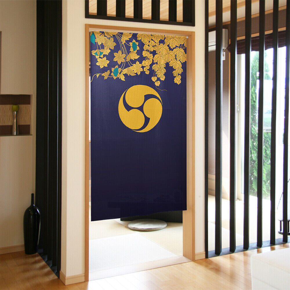 Kamon Japanese Family Crest Noren Door Curtain Room Divider - Three comma‐shaped