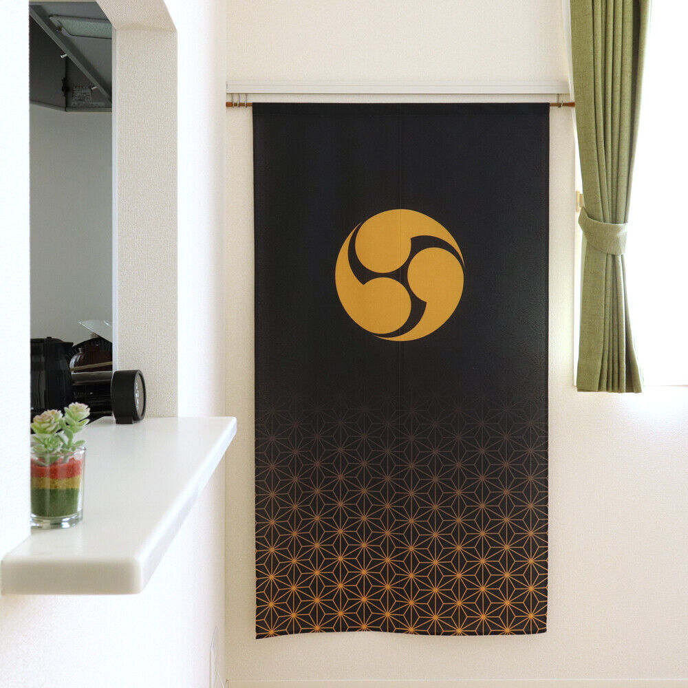 Kamon Japanese Family Crest Noren Door Curtain Room Divider - Three comma‐shaped