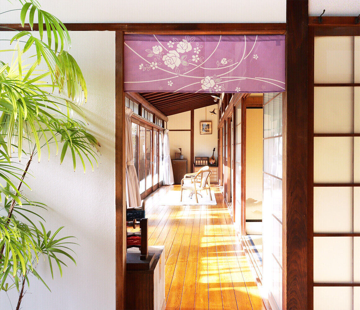 Made to Order Extra Short Size Japanese Noren Door Curtain Twisting Rose