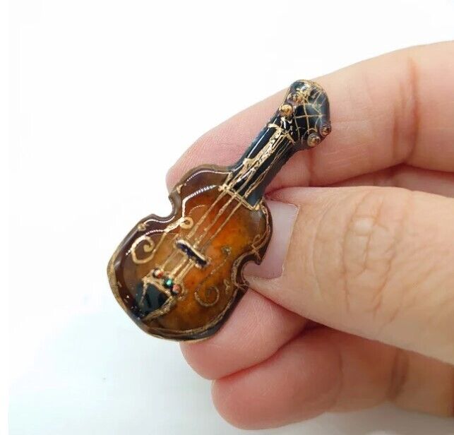 Violin - Japanese cloisonné enamel Pin Badge Brooch Made-to-order NEW