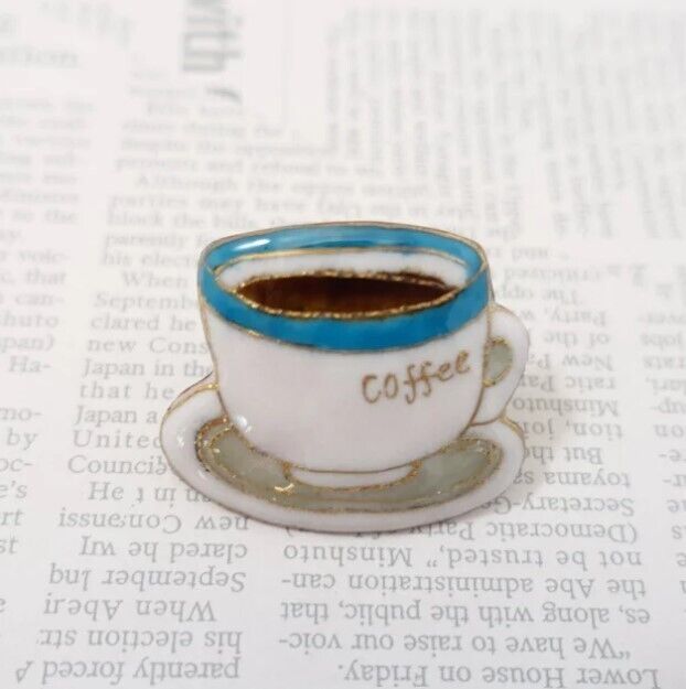 Coffee Cup - Japanese cloisonné enamel Pin Badge Brooch Made-to-order NEW