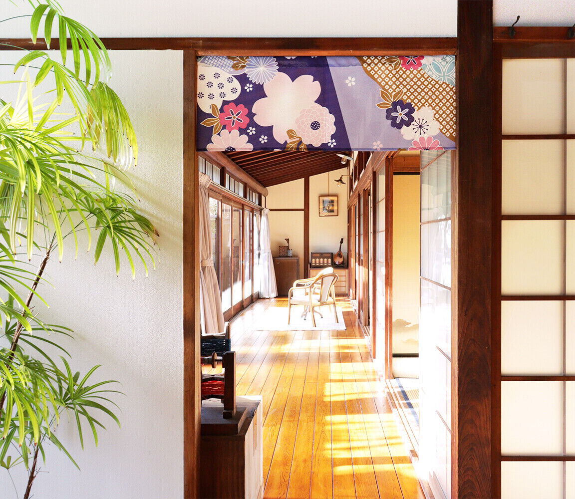Made to Order Extra Short Size Japanese Noren Door Curtain Auspicious Flower