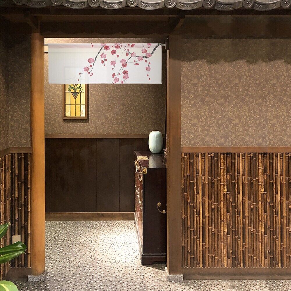 Made to Order Extra Short Japanese Noren Door Curtain Weeping Plum Blossoms