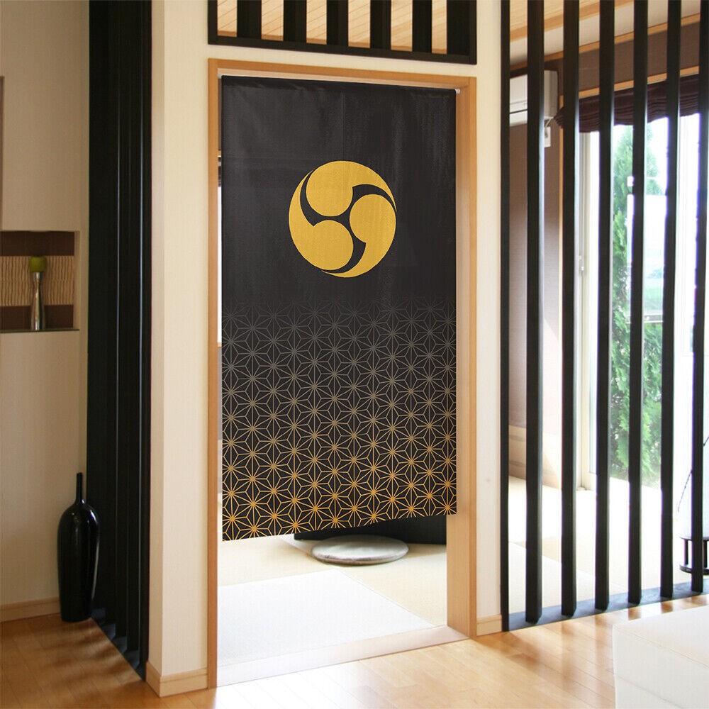 Kamon Japanese Family Crest Noren Door Curtain Room Divider - Three comma‐shaped
