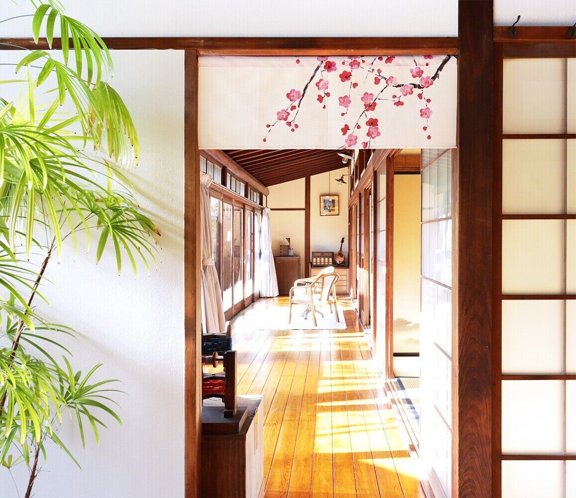 Made to Order Extra Short Japanese Noren Door Curtain Weeping Plum Blossoms