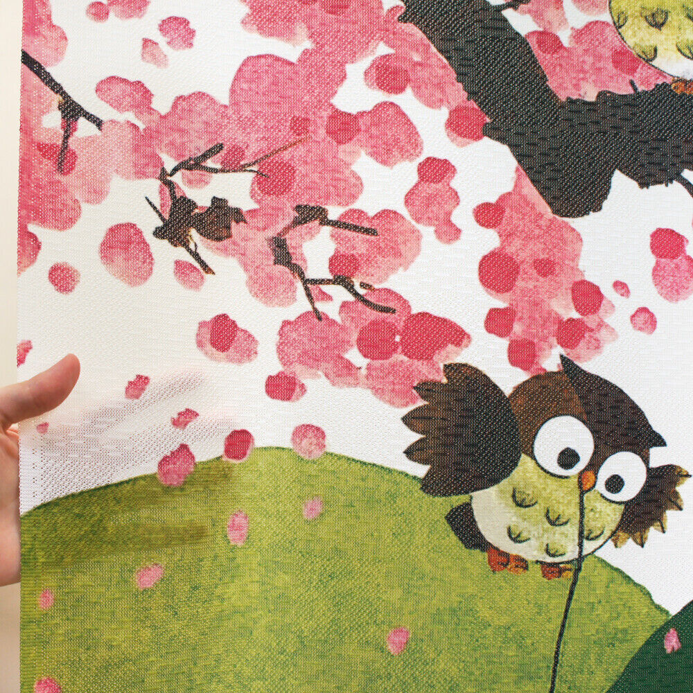 Made to order Premium Japanese Noren Door Curtain Owls in Spring scenery