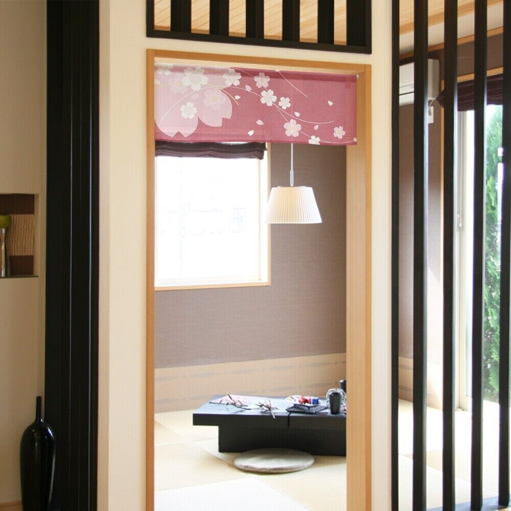 Made to Order Extra Short Japanese Noren Door Curtain Sakura, Cherry Blossoms