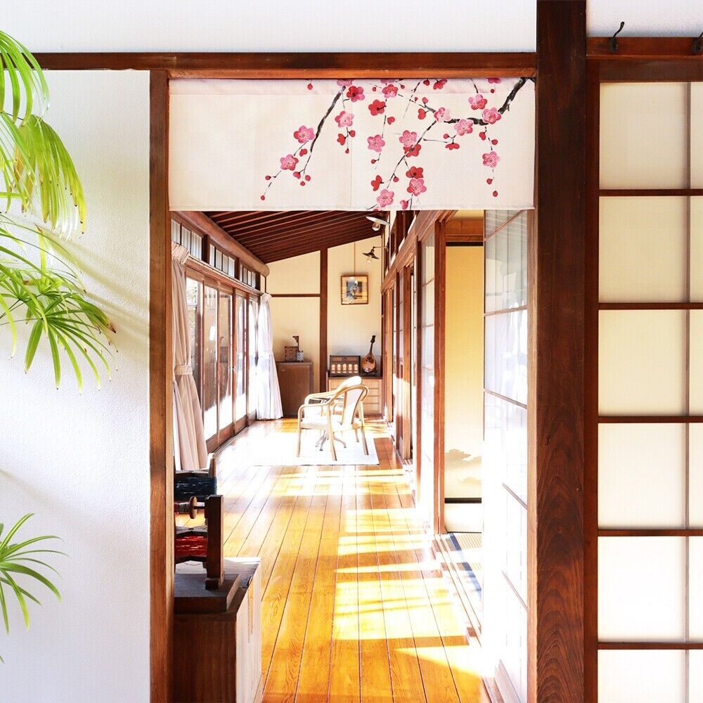 Made to Order Extra Short Japanese Noren Door Curtain Weeping Plum Blossoms