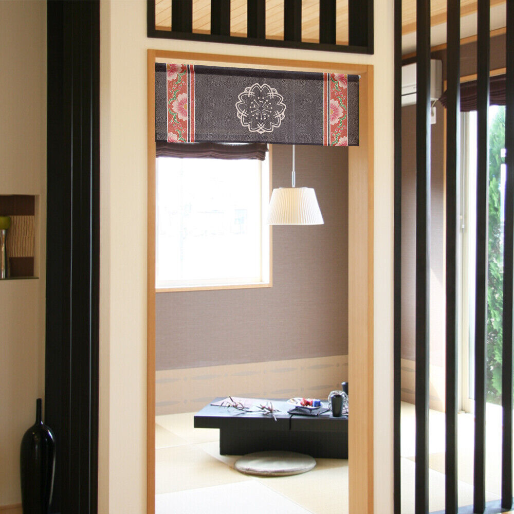 Made to Order Extra Short Size Japanese Noren Door Curtain Cherry Blossom Crest