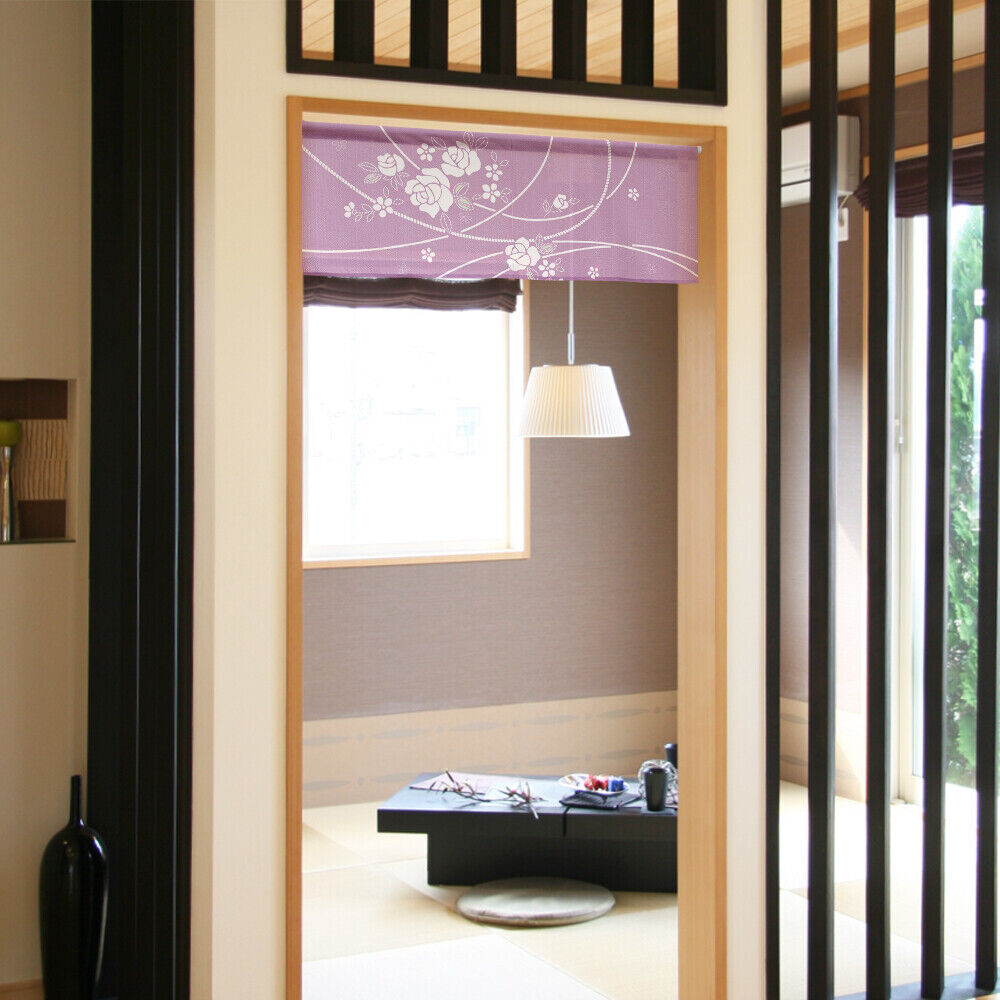 Made to Order Extra Short Size Japanese Noren Door Curtain Twisting Rose