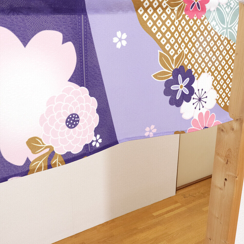 Made to Order Extra Short Size Japanese Noren Door Curtain Auspicious Flower