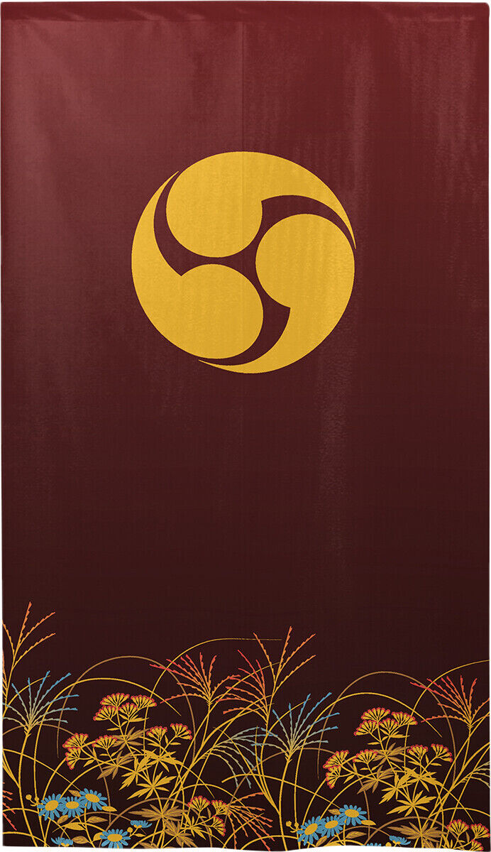 Kamon Japanese Family Crest Noren Door Curtain Room Divider - Three comma‐shaped
