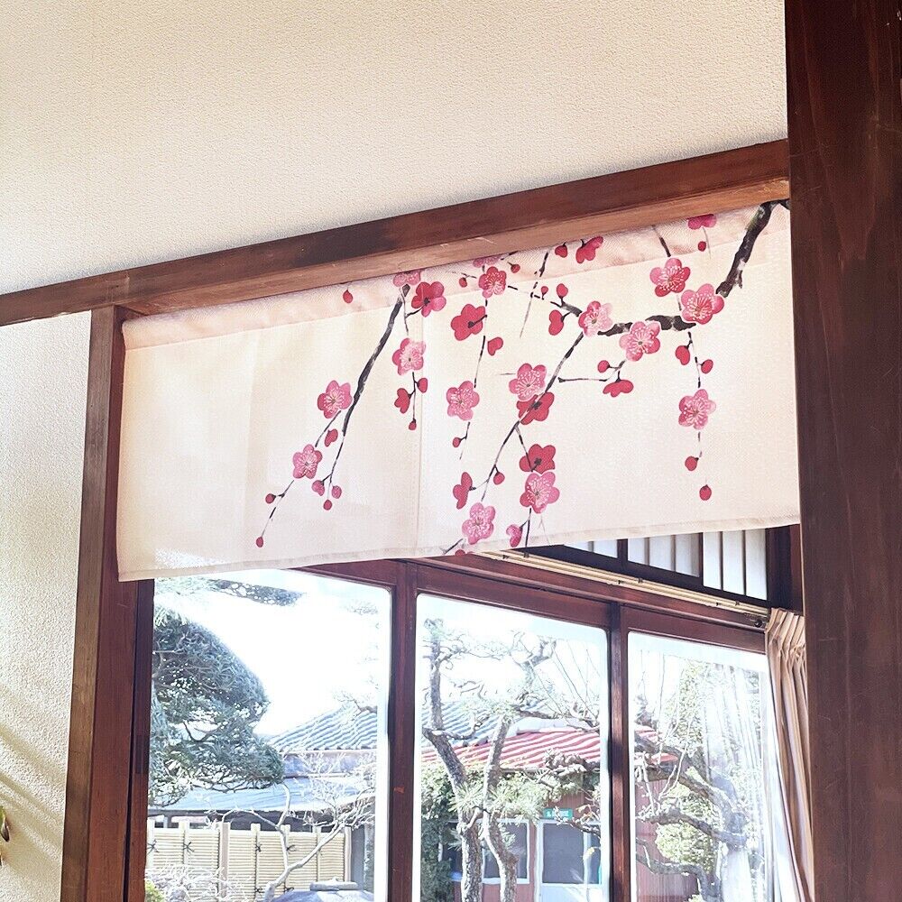 Made to Order Extra Short Japanese Noren Door Curtain Weeping Plum Blossoms