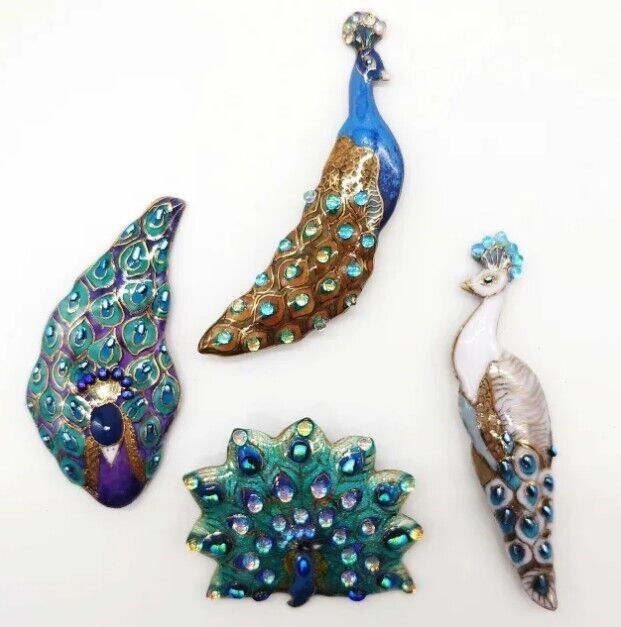 White Peacock - Japanese cloisonné enamel Pin Brooch Made-to-order NEW