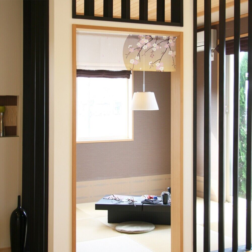 Made to Order Extra Short Japanese Noren Door Curtain Cherry blossoms Window