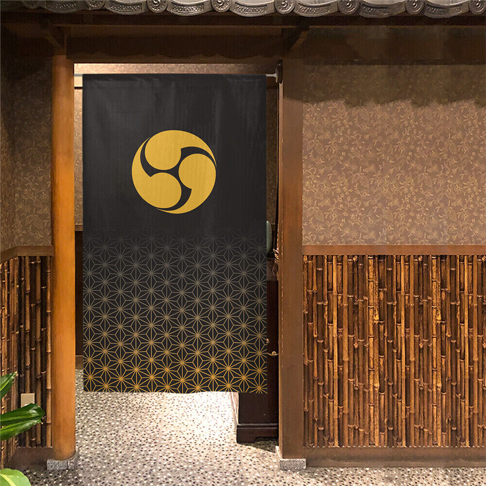 Kamon Japanese Family Crest Noren Door Curtain Room Divider - Three comma‐shaped