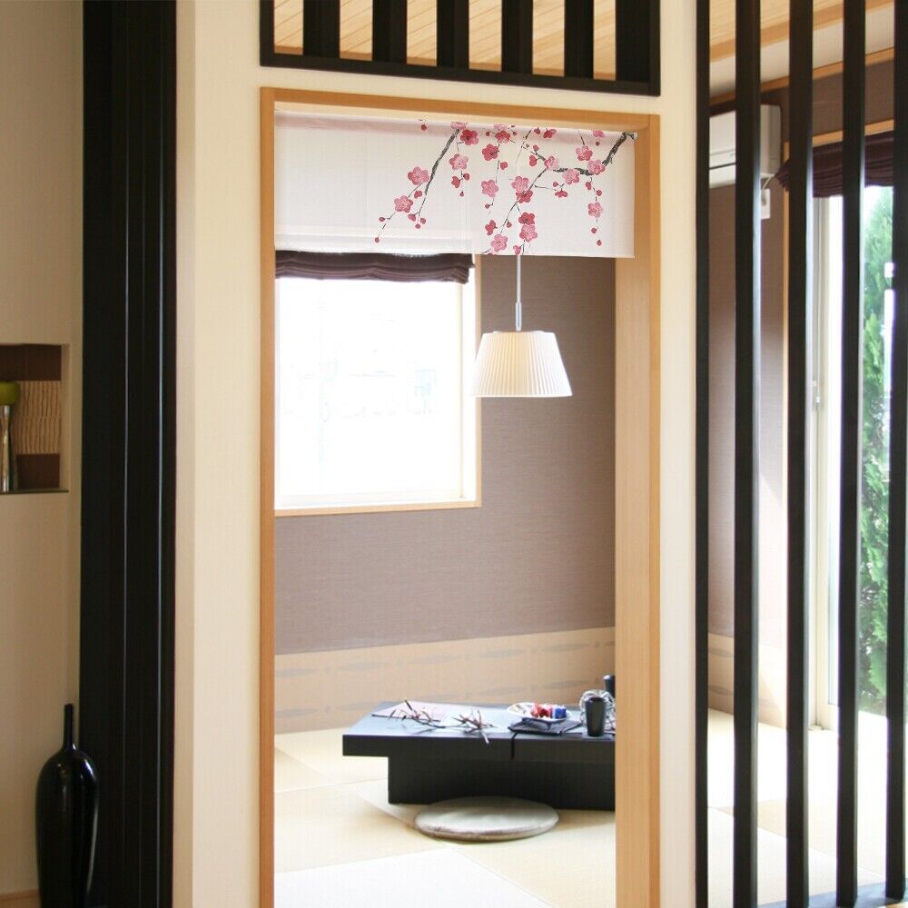 Made to Order Extra Short Japanese Noren Door Curtain Weeping Plum Blossoms