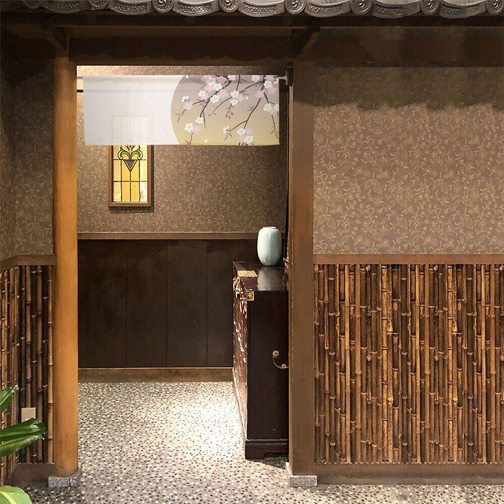 Made to Order Extra Short Japanese Noren Door Curtain Cherry blossoms Window