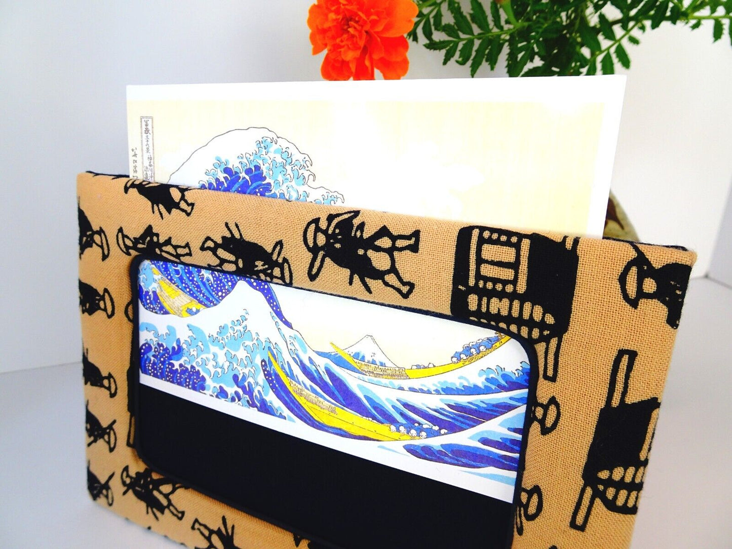 Handcrafted Japanese Kimono Photo Frame, White, Unique Oriental Decor Gift Item