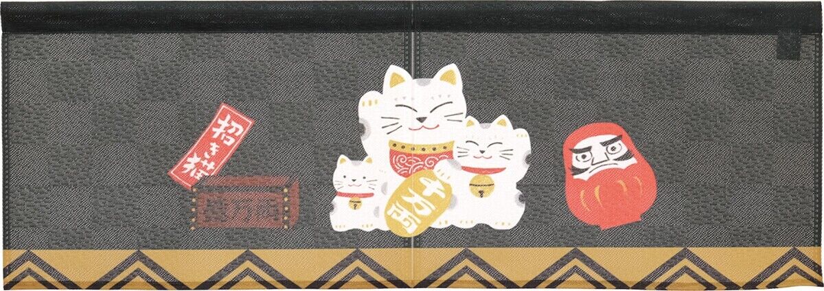 Made to Order Extra Short Japanese Noren Door Curtain Maneki Neko $ Daruma