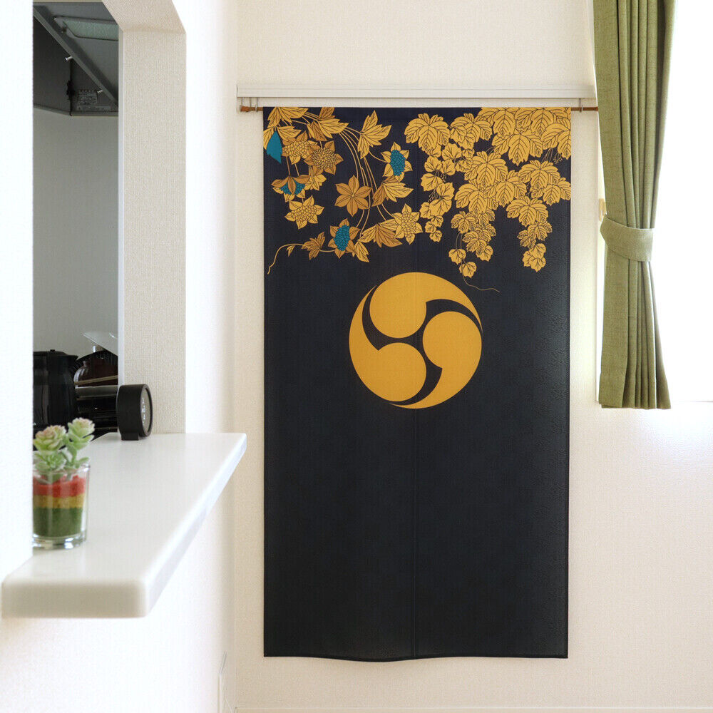 Kamon Japanese Family Crest Noren Door Curtain Room Divider - Three comma‐shaped
