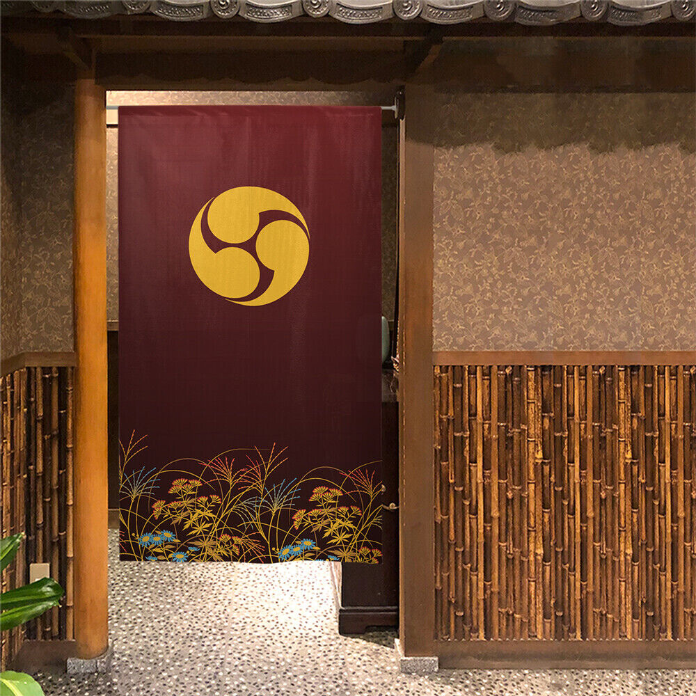 Kamon Japanese Family Crest Noren Door Curtain Room Divider - Three comma‐shaped