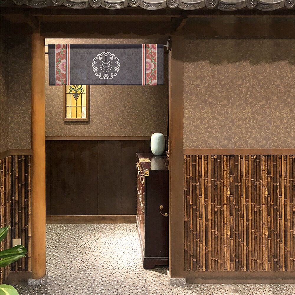 Made to Order Extra Short Size Japanese Noren Door Curtain Cherry Blossom Crest